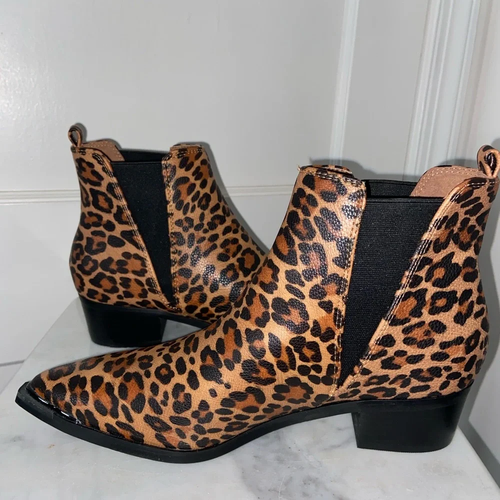 🐆 EXCELLENT CONDITION A RIDER GIRL LEOPARD ANKLE BOOTIE WOMENS SIZE 8 - Picture 6 of 11